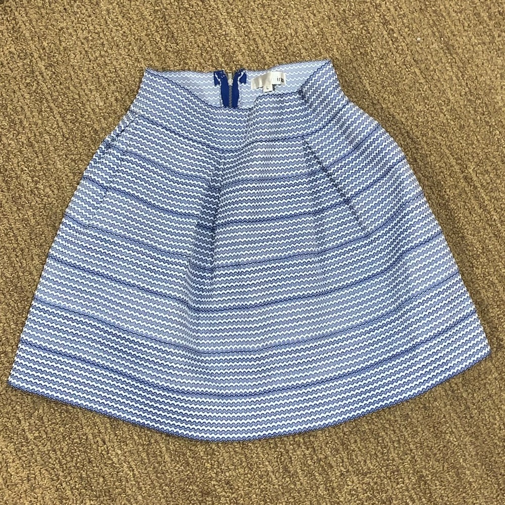 Blue and white patterned skirt